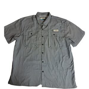 Magellan Outdoors Fishing Shirt XL Blue White Check Short Sleeve Fish Gear